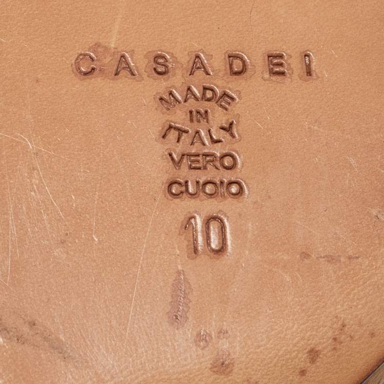 Pre Owned Casadei Brown Leather Wedge Sandals Size 40