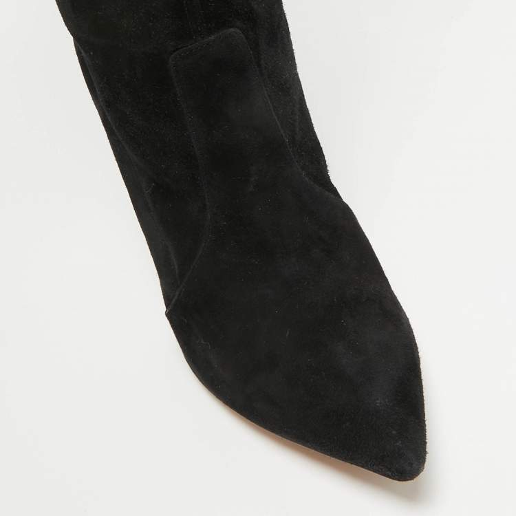 Pre Owned Casadei Black Suede Over The Knee Length Boots Size 37.5