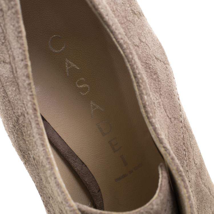 Pre Owned Casadei Brown Suede Lace Up Derby Platform Ankle Boots Size 36