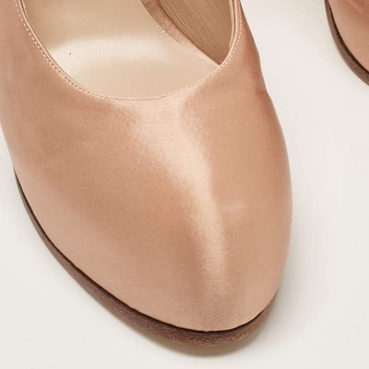 Pre Owned Casadei Pink Satin Platform Mary Jane Pumps Size 40