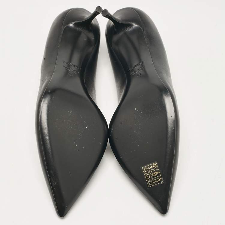 Pre Owned Casadei Black Leather Pointed Toe Pumps Size 41