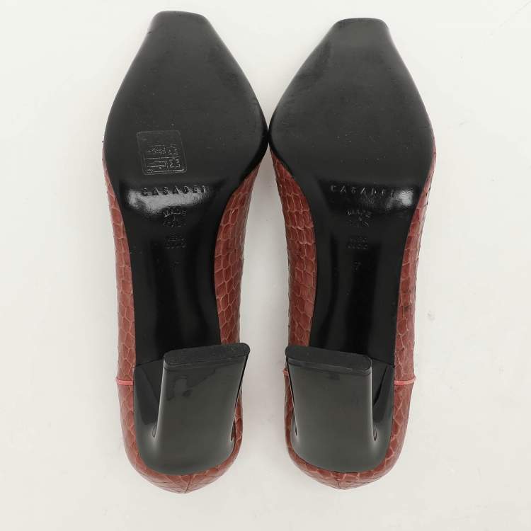 Pre Owned Casadei Pink Python Pointed Toe Pumps Size 37