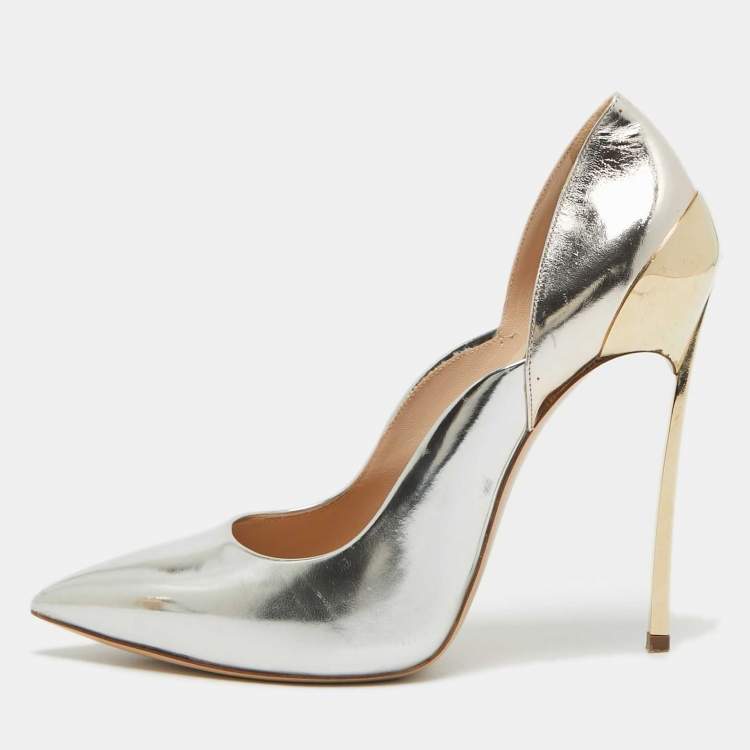 Pre Owned Casadei Tricolor Leather Pointed Toe Pumps Size 39
