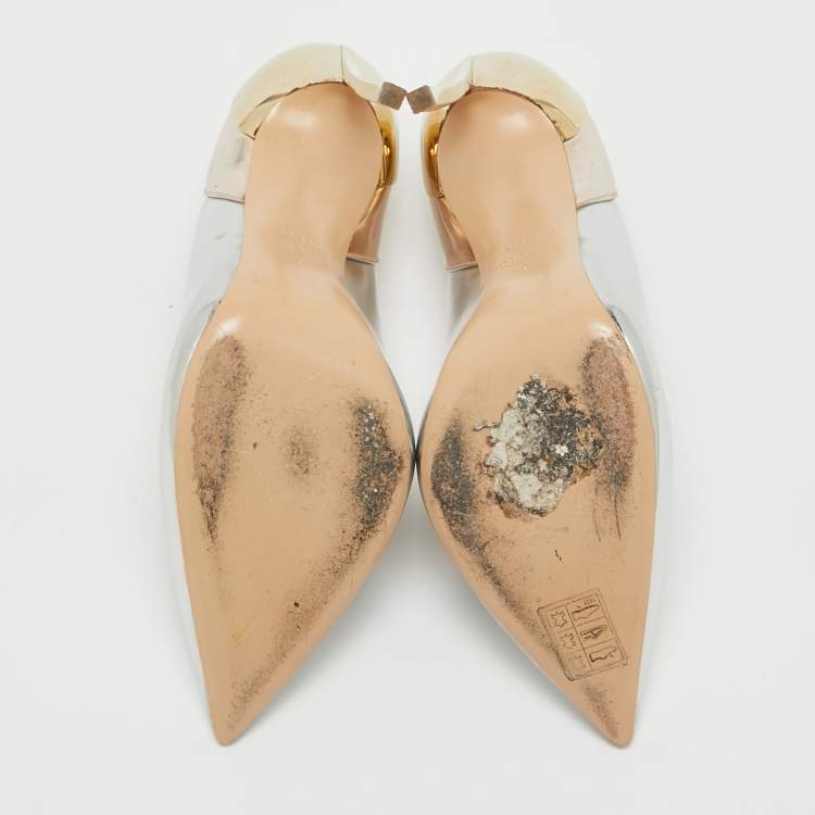 Pre Owned Casadei Tricolor Leather Pointed Toe Pumps Size 39