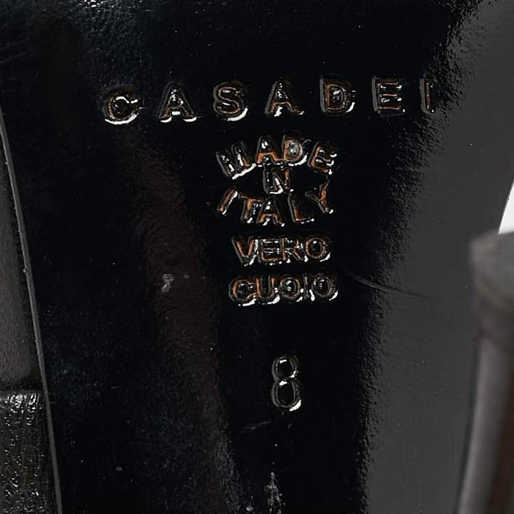 Pre Owned Casadei Black Leather Slide Sandals Size 38