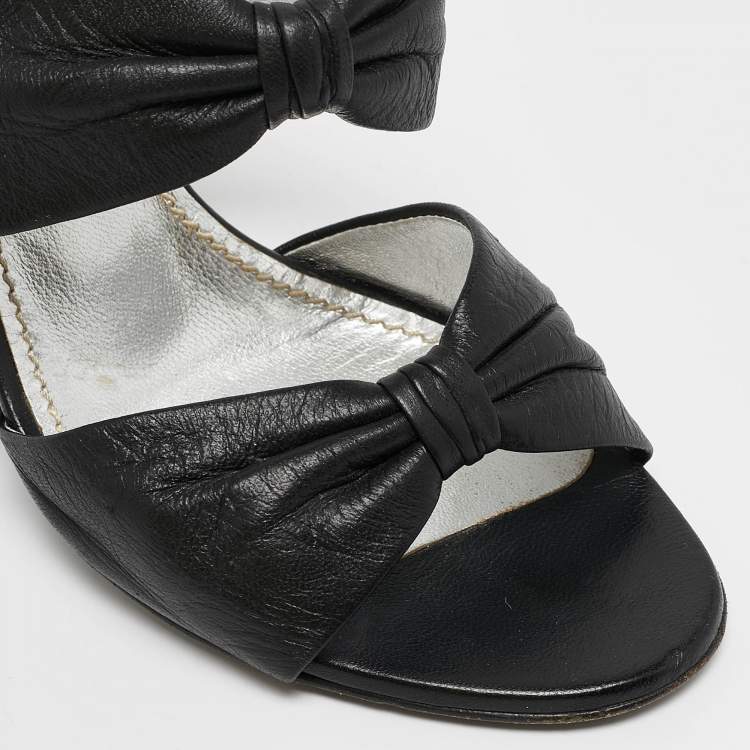 Pre Owned Casadei Black Leather Slide Sandals Size 38