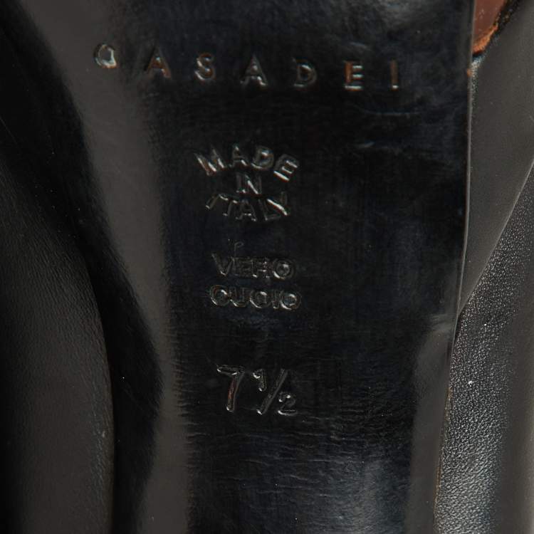 Pre Owned Casadei Black Suede and Leather Platform Ankle Length Boots Size 37.5