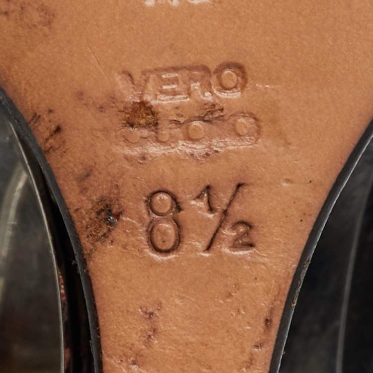 Pre Owned Casadei Black Leather Slingback Wedge Pumps Size 38.5