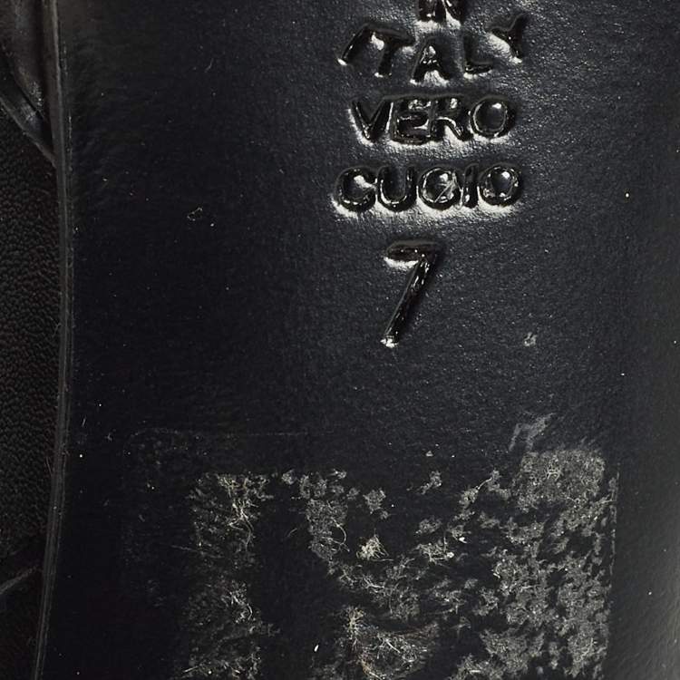 Pre Owned Casadei Size 37 Black Leather Platform Booties