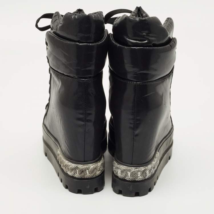 Pre Owned Casadei Black Nylon Wedge Sneakers Size 40