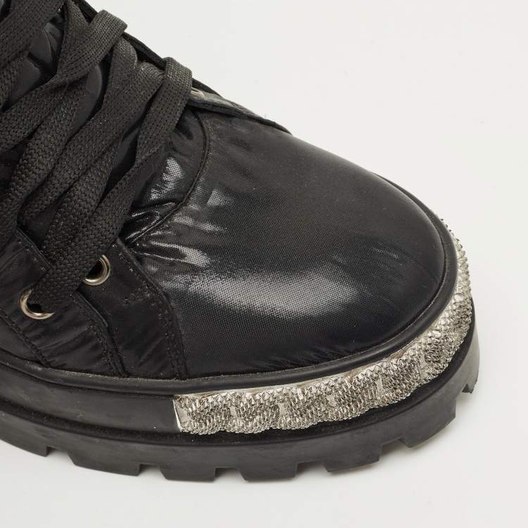 Pre Owned Casadei Black Nylon Wedge Sneakers Size 40
