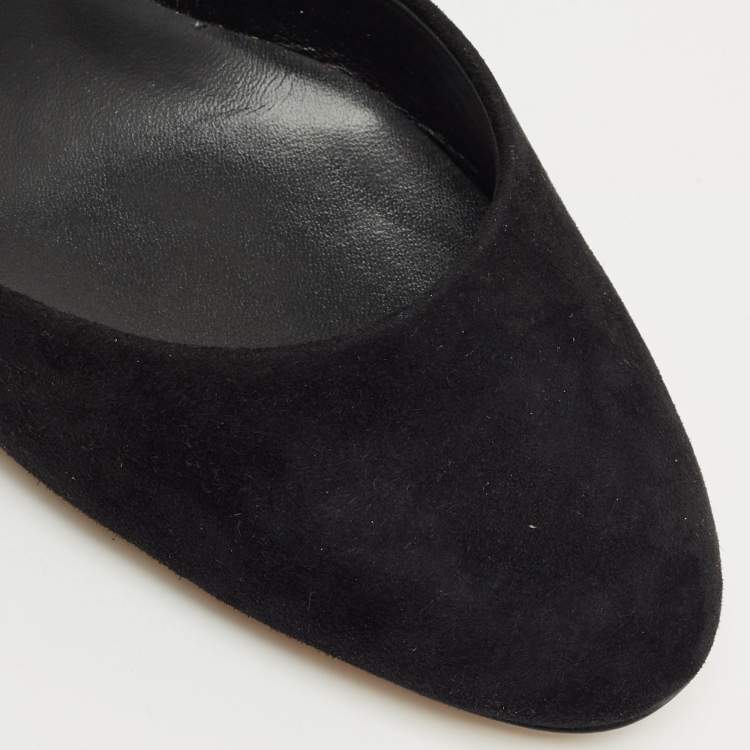 Pre Owned Casadei Black Suede Mary Jane Pumps Size 39.5