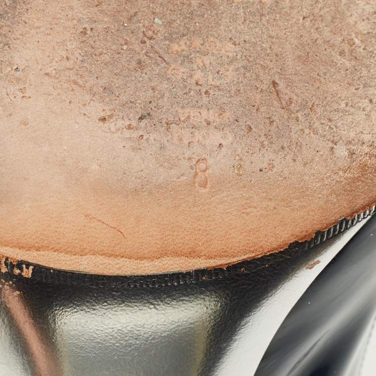 Pre Owned Casadei Navy Blue Patent Leather Open Toe Slingback Pumps Size 38