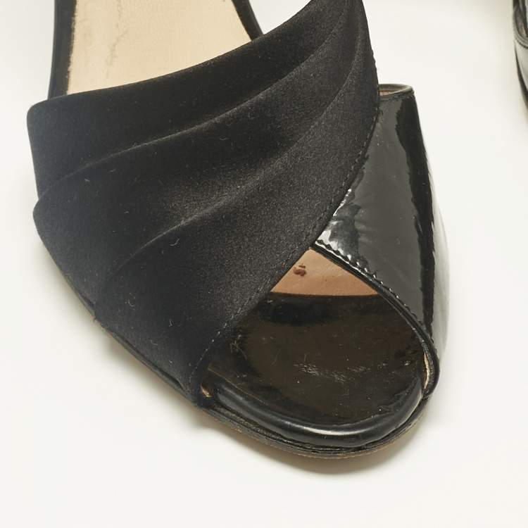 Pre Owned Casadei Black Satin Cut Out D'orsay Pumps Size 38