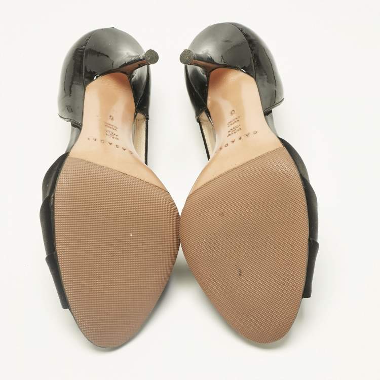 Pre Owned Casadei Black Satin Cut Out D'orsay Pumps Size 38