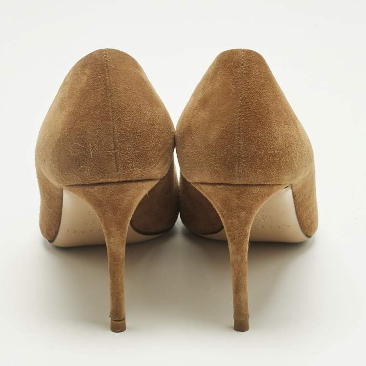 Pre Owned Casadei Brown Suede Pointed Toe Pumps Size 37.5