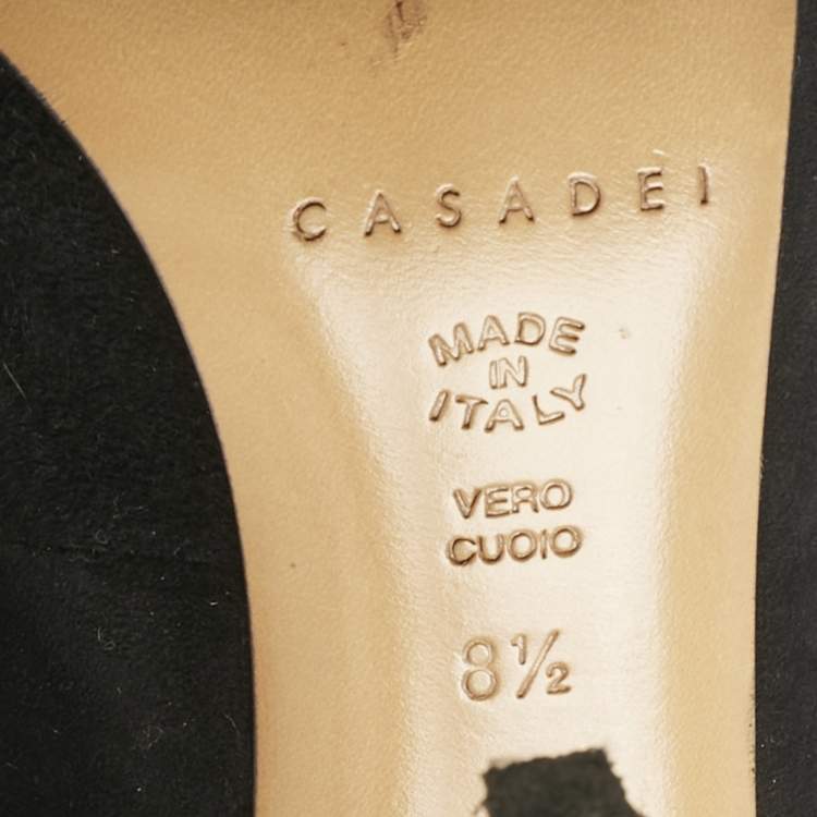 Pre Owned Casadei Black Suede Over The Knee Length Boots Size 38.5