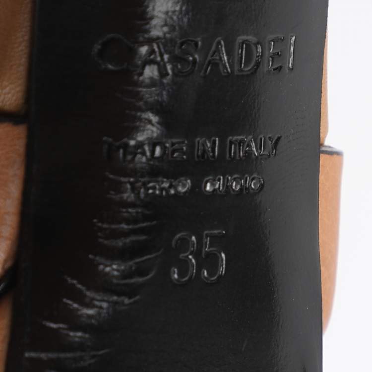 Pre Owned Casadei Size 35 Brown Leather Platform Sandals