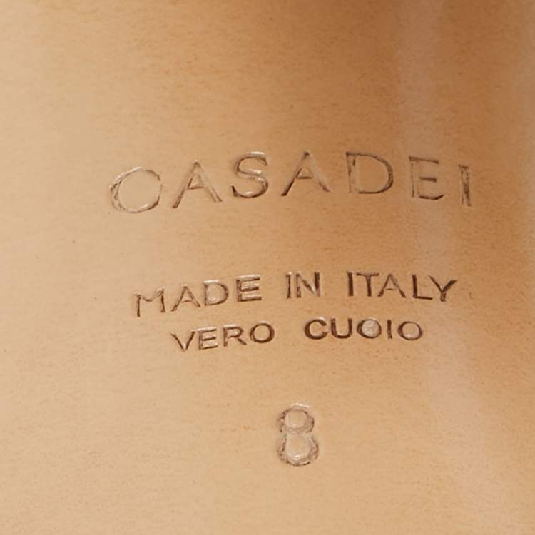 Pre Owned Casadei Size 38 Yellow Leather and Suede Fringe Ankle Strap Sandals