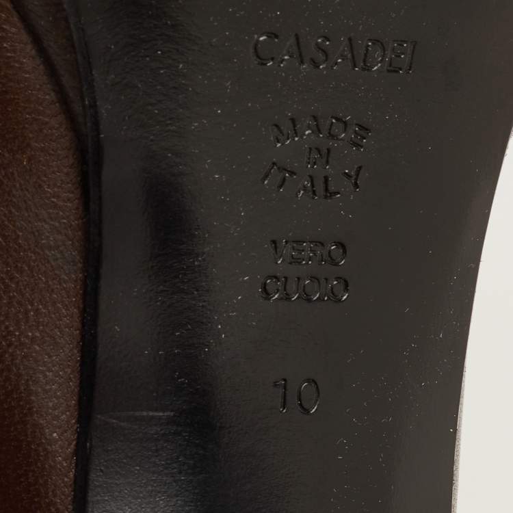 Pre Owned Casadei Size 40 Dark Brown Leather Platform Pumps
