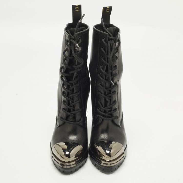 Pre Owned Casadei Size 38.5 Black Leather Ankle Length Boots