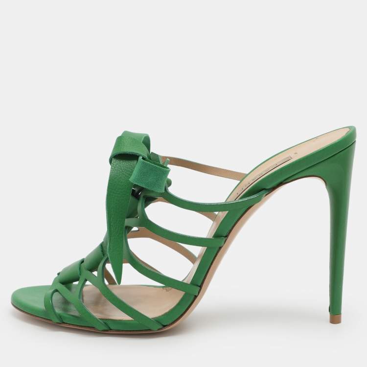 Pre Owned Casadei Size 41 Green Leather Gladiator Sandals