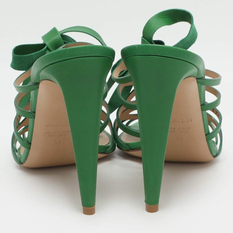 Pre Owned Casadei Size 41 Green Leather Gladiator Sandals