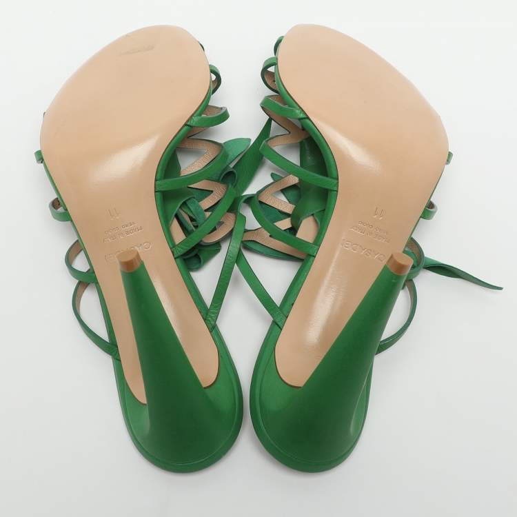 Pre Owned Casadei Size 41 Green Leather Gladiator Sandals