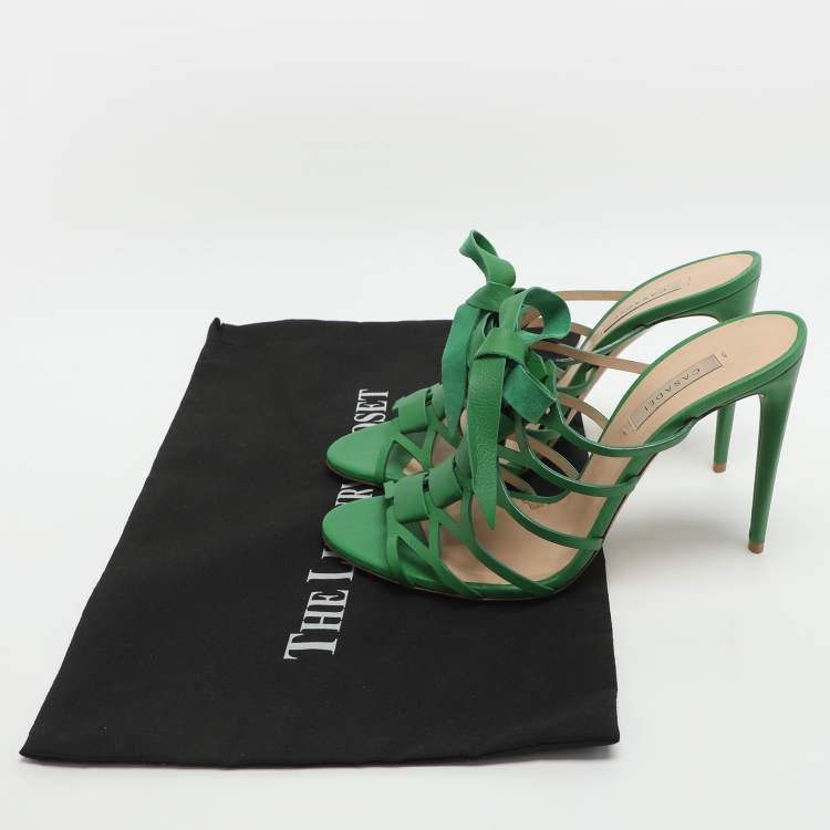 Pre Owned Casadei Size 41 Green Leather Gladiator Sandals