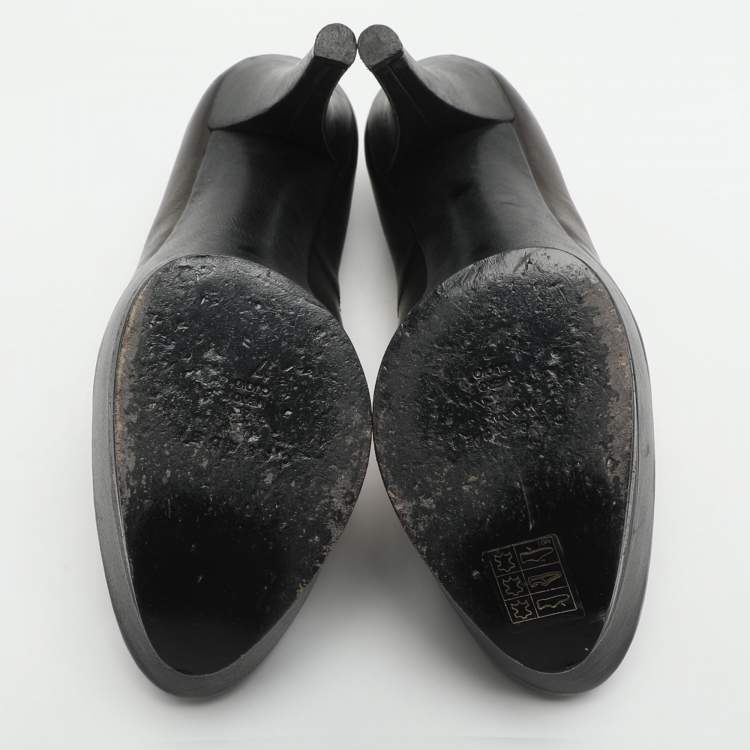 Pre Owned Casadei No Style Size 37 Black Leather Platform Pumps