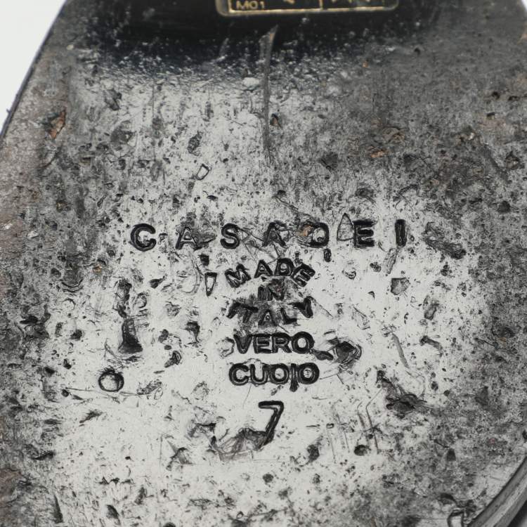 Pre Owned Casadei No Style Size 37 Black Leather Platform Pumps