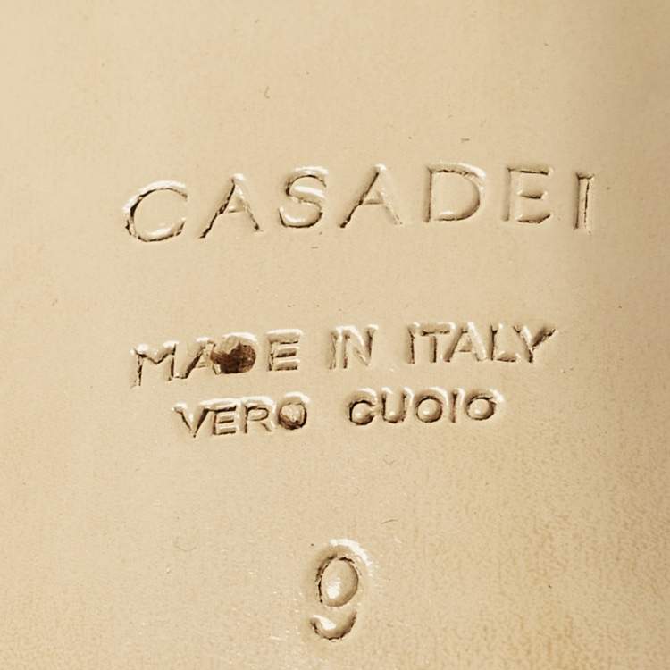 Pre Owned Casadei Size 39 Blue Croc Embossed Patent Leather Pointed Toe Pumps