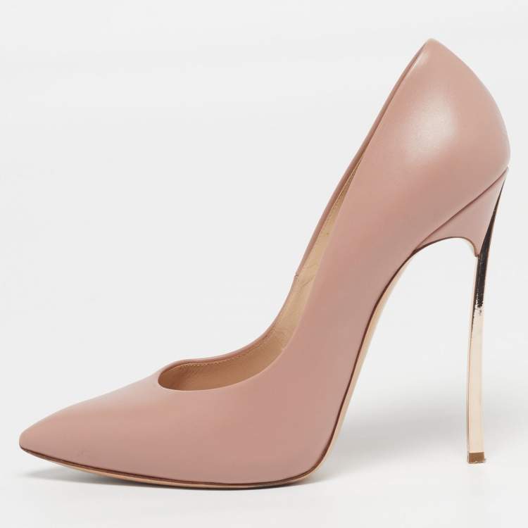 Pre Owned Casadei Size 39 Light Pink Leather Pointed Toe Pumps