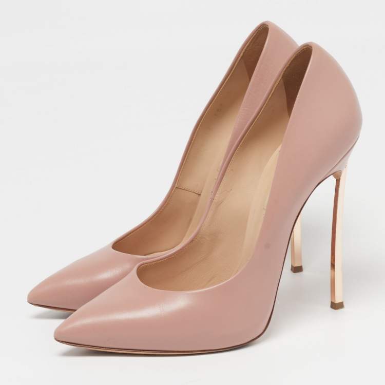 Pre Owned Casadei Size 39 Light Pink Leather Pointed Toe Pumps