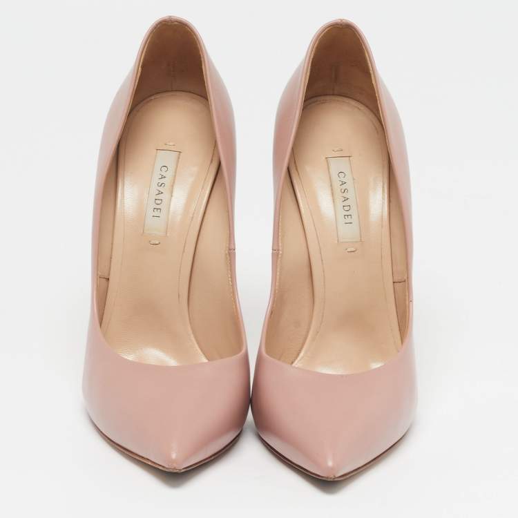 Pre Owned Casadei Size 39 Light Pink Leather Pointed Toe Pumps