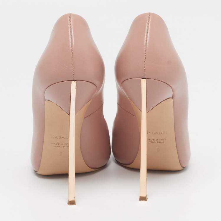 Pre Owned Casadei Size 39 Light Pink Leather Pointed Toe Pumps