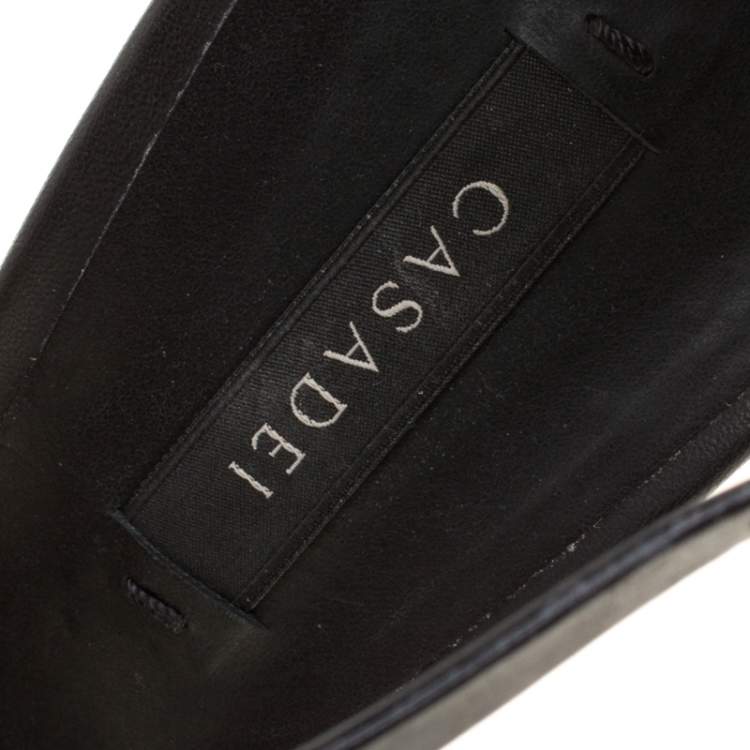 Pre Owned Casadei Black Leather Cross Strap Platform Sandals Size 39