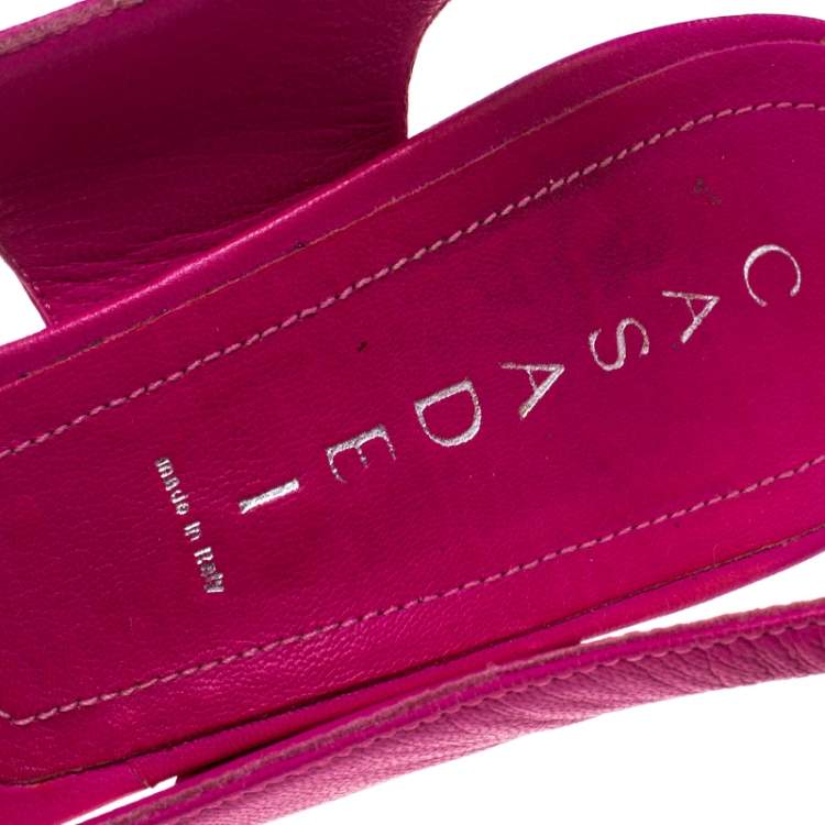 Pre Owned Casadei Pink Leather Slingback Platform Sandals Size 39