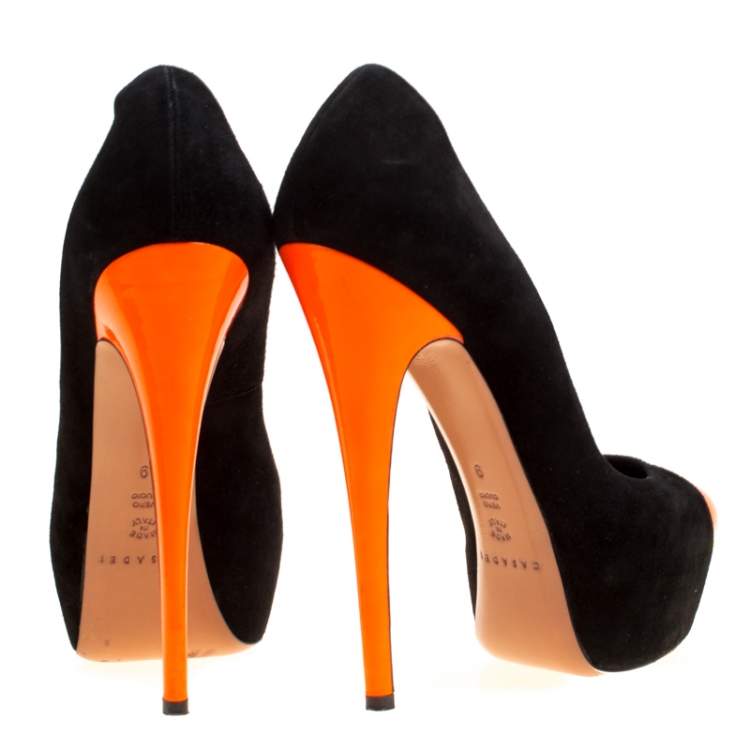 Pre Owned Casadei Tricolor Suede And Patent Leather Cap Toe Platform Pumps Size 39