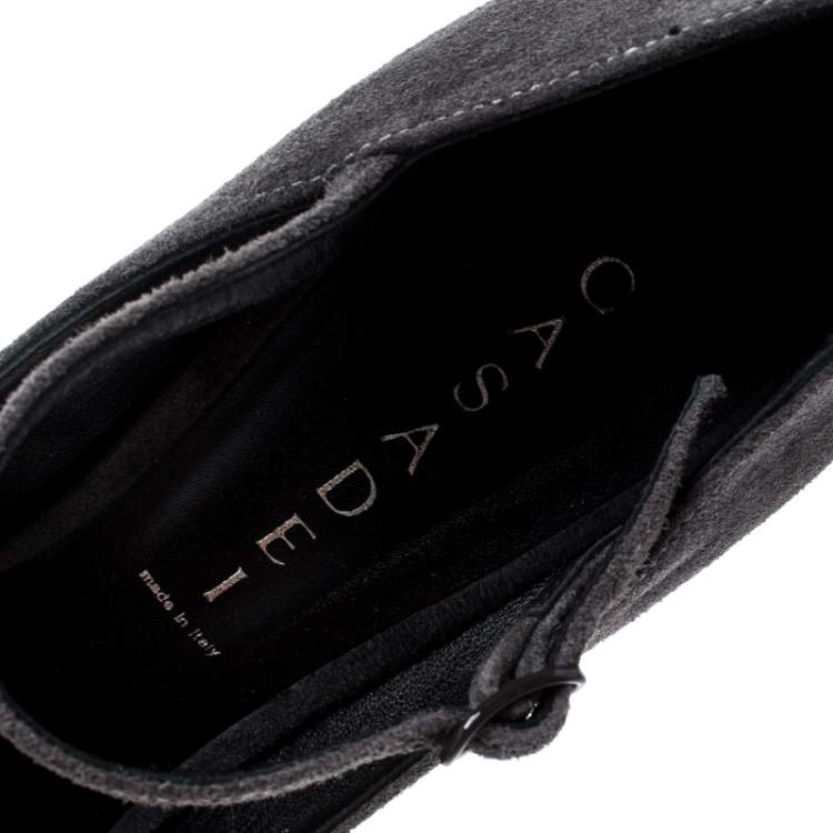 مملوكة مسبقًا Casadei Grey Suede Marry Jane Platform Pumps Size 38.5