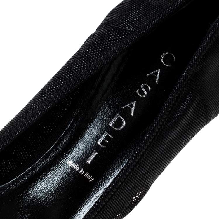 Pre Owned Casadei Black Mesh Chain Mid Heel Pumps Size 39