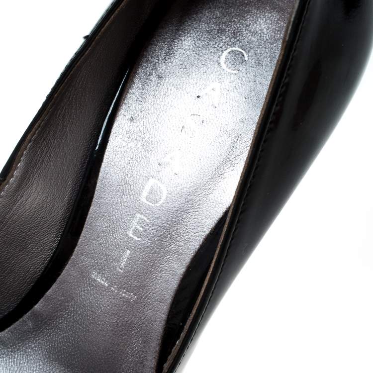 Pre Owned Casadei Black Patent Leather Platform Pumps Size 36