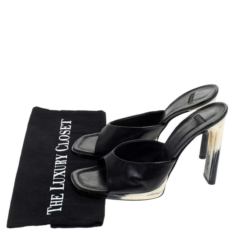 Pre Owned Casadei Black Leather Open Toe Sandals Size 41