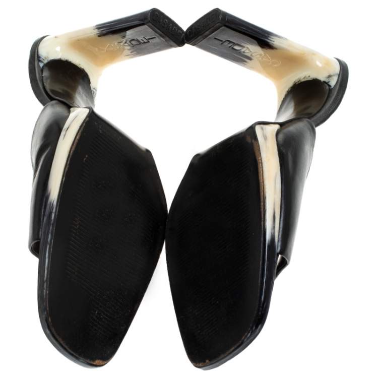 Pre Owned Casadei Black Leather Open Toe Sandals Size 41
