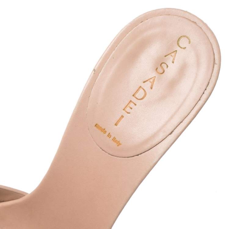 مملوكة مسبقًا Casadei Nude Beige Studded Leather Buckle Sandals Size 37