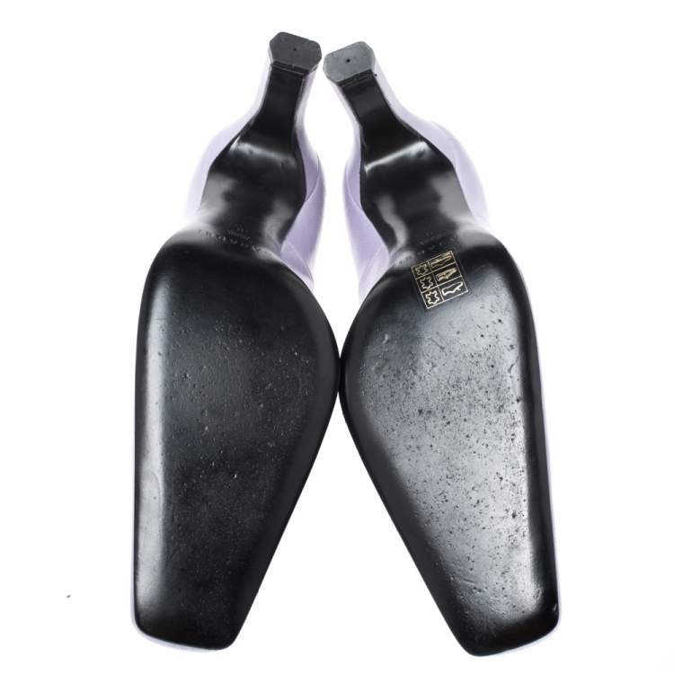 Pre Owned Casadei Lilac Leather Square Toe Pumps Size 38