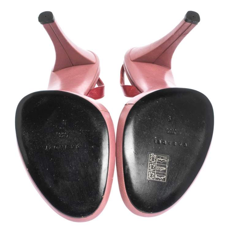 Pre Owned Casadei Pink Leather Cross Strap Slingback Platform Sandals Size 39