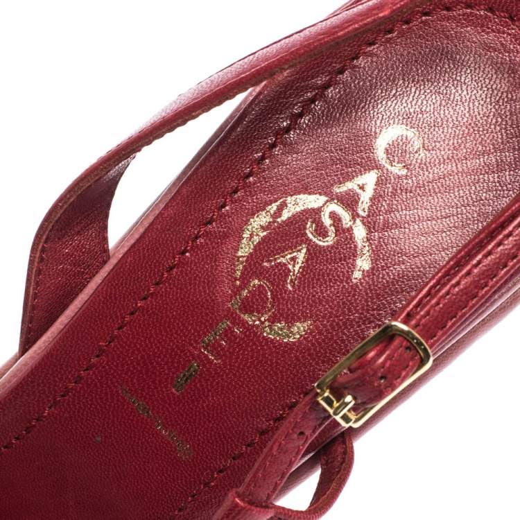 Pre Owned Casadei Pink Leather Cross Strap Slingback Platform Sandals Size 39