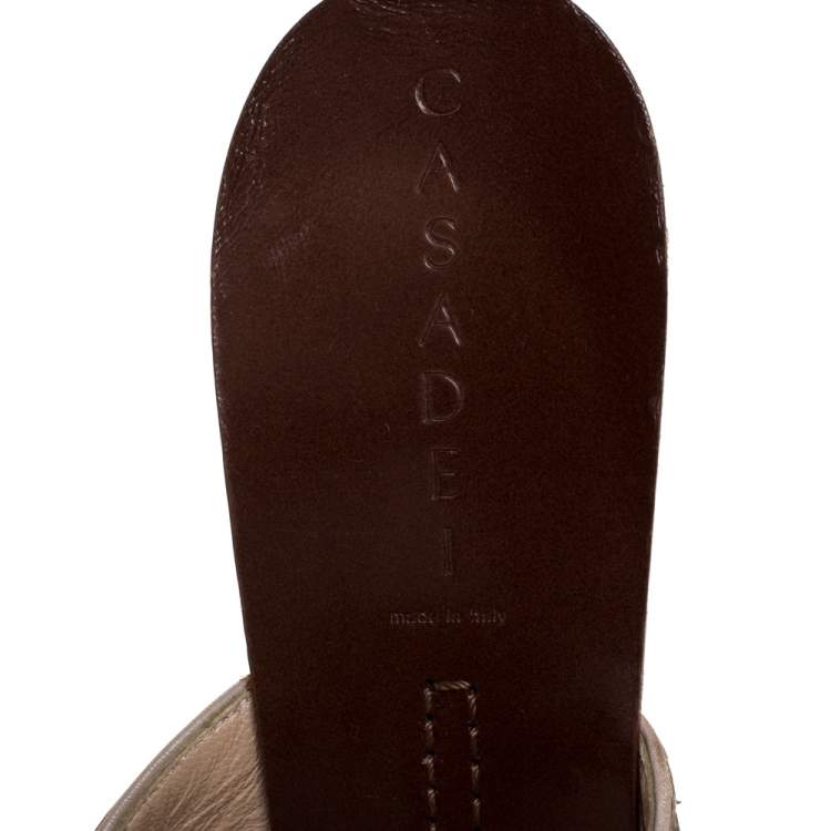Pre Owned Casadei Brown Python Criss Cross Wedge Platform Sandals Size 39
