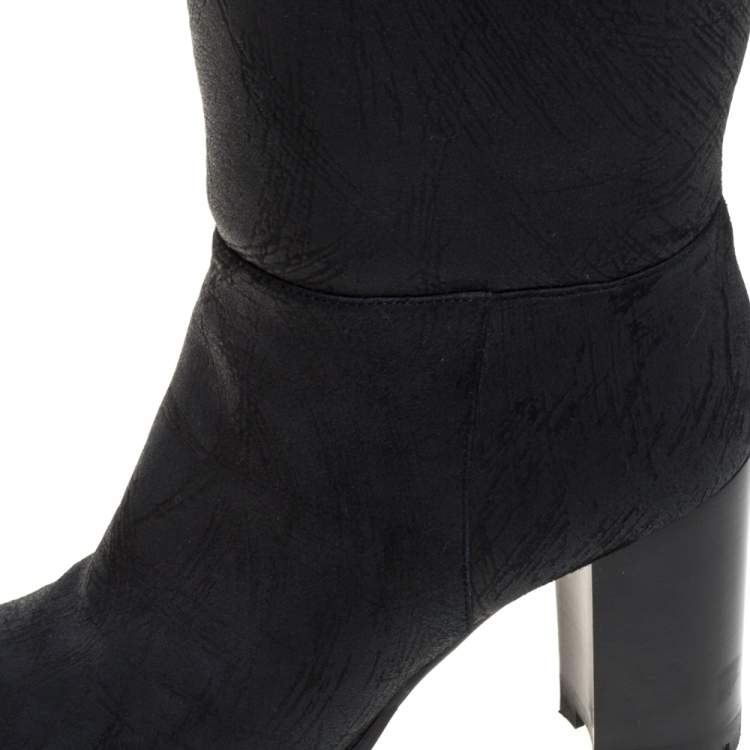 Pre Owned Casadei Black Leather Knee Boots Size 38